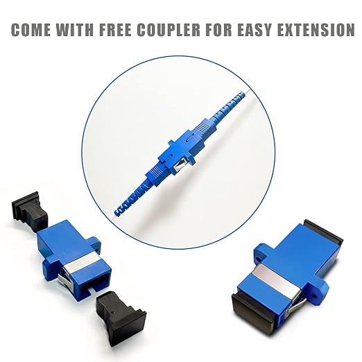 SC to SC Fiber Optic Patch Cable, Armored Single Mode SC/UPC to SC/UPC Fiber - Image 3