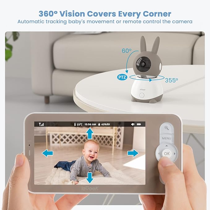 ieGeek Baby Monitor with 2K HD Resolution, Pan-Tilt-Zoom Video Baby Monitor - Image 4
