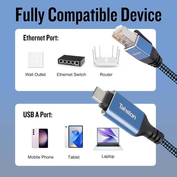 USB C to Ethernet Cable, 20Ft Type C to RJ45 Cable, USB C to Gigabit Ethernet - Image 4