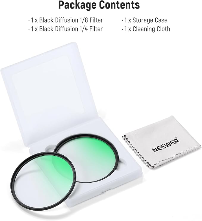NEEWER 77mm 1/4 & 1/8 Black Diffusion Filter - Image 8