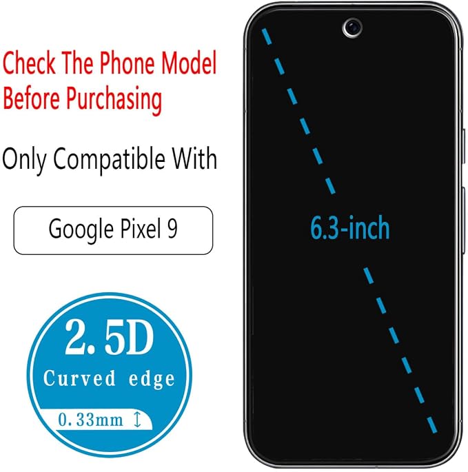 Privacy Screen Protector for Google Pixel 9 Anti Spy Private Tempered Glass - Image 2