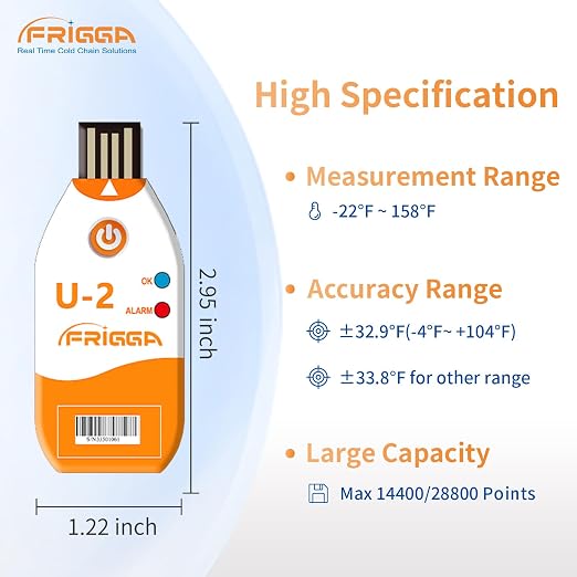Frigga 5 Pack 100 Days USB Temperature Data Logger Single Use Temperature - Image 4