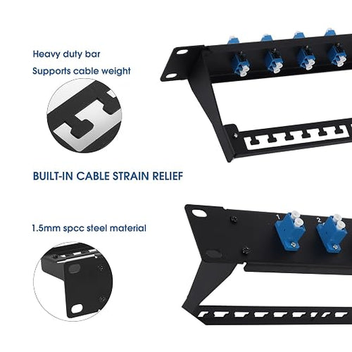 1U Fiber Patch Panel with 12 LC OS2 Single Mode Fiber Optic Couplers Singlemode - Image 2
