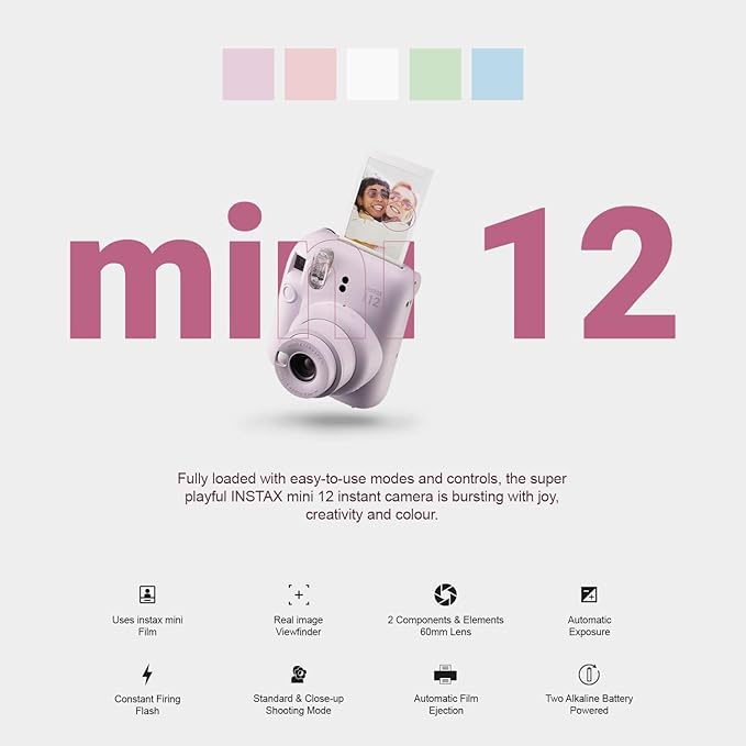 Fujifilm Instax Mini 12 Instant Camera Blossom Pink + Carrying Case + Fuji - Image 2