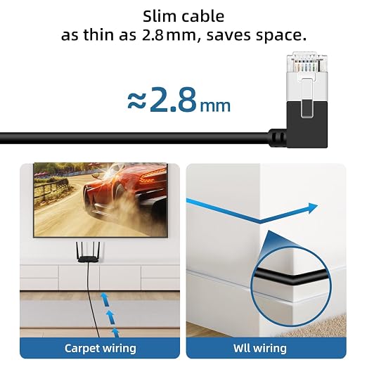 Flexible Cat 6 Ethernet Cable 90° Right Angled 15 Feet, Ultra Thin & Slim Rj45 - Image 6