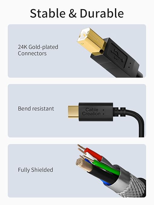 CableCreation USB B to USB C Printer Cable 6.6FT, Type B to Type C Printer Cord - Image 5
