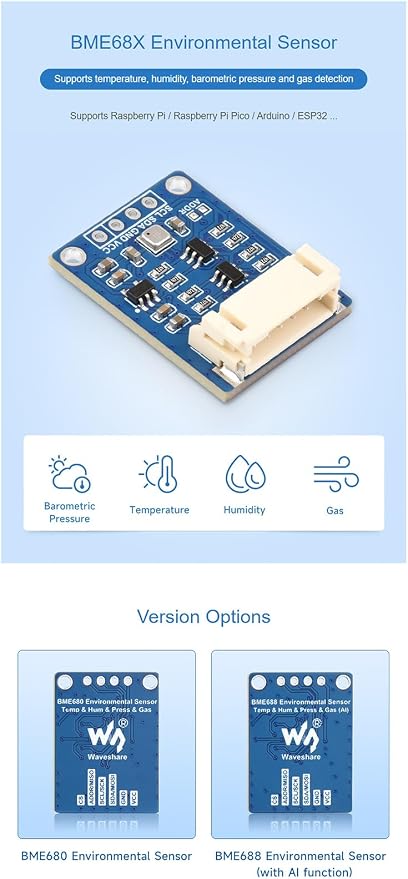 BME680 Environmental Sensor for Raspberry Pi/Raspberry Pi Pico/Arduino/ESP32 - Image 6
