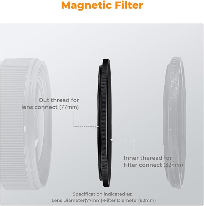 K&F CONCEPT 49-77mm Magnetic Filter Adapter Ring, - Image 3