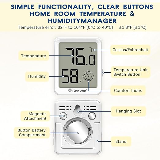 Geevon 6 Pack Mini Digital Hygrometer Gauge Indoor Thermometer – LCD Monitor - Image 6
