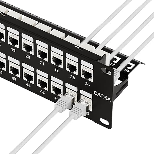 iwillink 10Gbps Patch Panel 48 Port, Shielded RJ45 Through Cat6A Patch Panel by IWILLINK