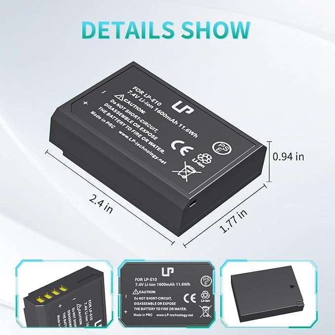 LP LP-E10 Replacement Battery, Kiss X50, X90 Cameras - Image 3