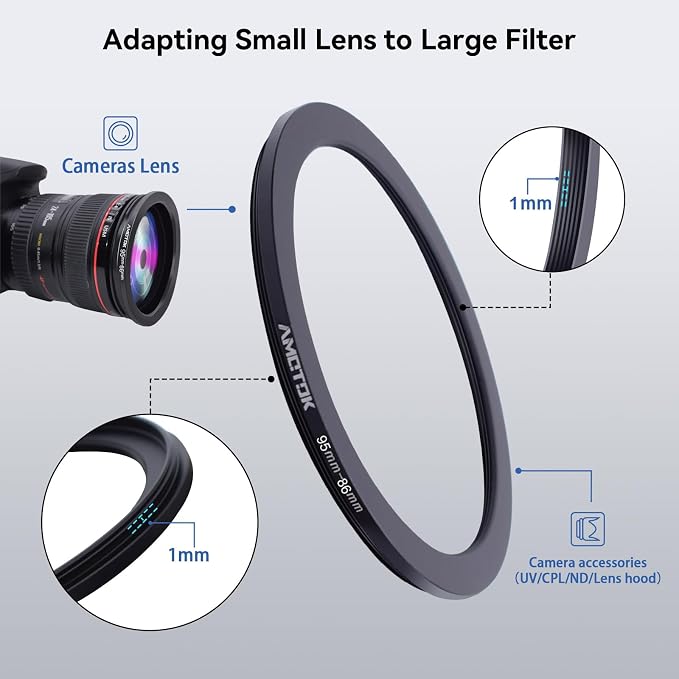 95mm Lens to 86mm Camera Lens Adapter, 95mm to 86mm Filter Step-Down Ring - Image 4