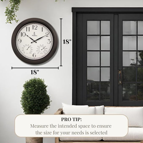 18 inch Outdoor Clocks for Patio Large Waterproof - Image 2