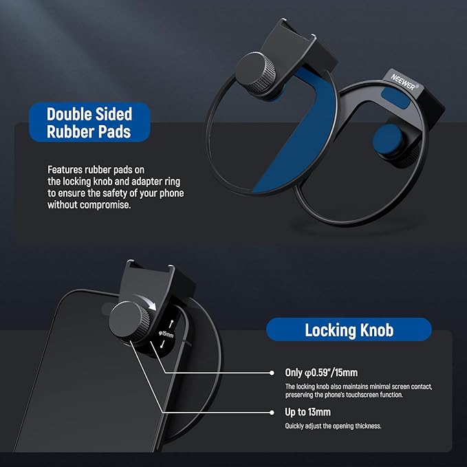 NEEWER 67mm Phone Filter Mount, Adjustable Threaded Lens Filter Clip - Image 5