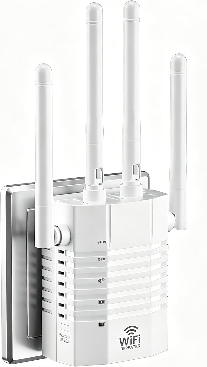 WiFi Extender 1200Mbps Dual Band 5GHz/2.4GHz, 4 Antennas, WiFi Booster Up to by GEYILO