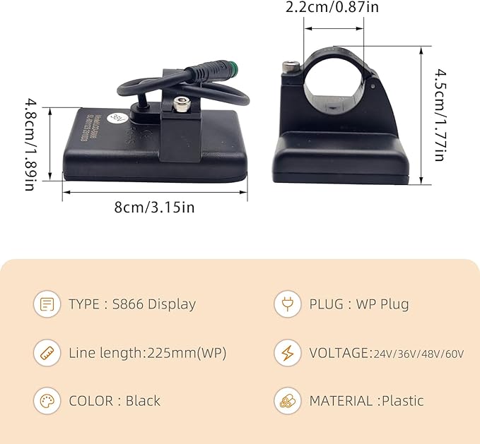 S866 Electric Bicycle LCD Display Meter, 24V 36V 48V Ebike LCD Display Control - Image 5