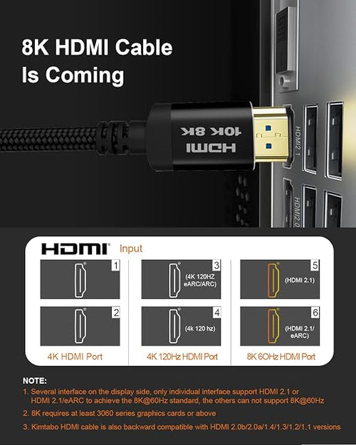 10K 8K 4K HDMI 2.1 Cable, 10 Ft 48Gbps Ultra High Speed HDMI Cable, Support - Image 2
