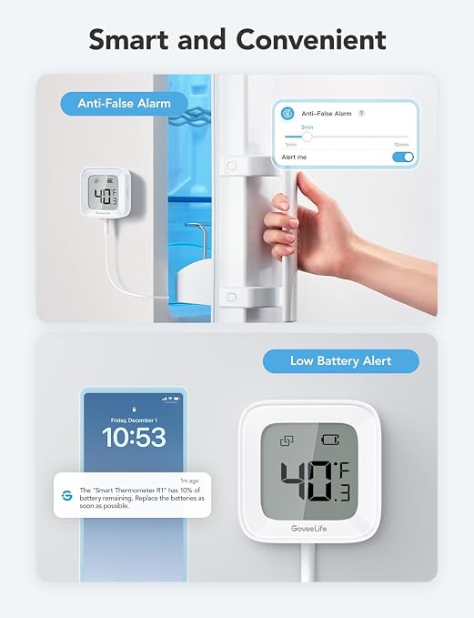 GoveeLife Freezer Thermometer Alarm 2 Pack, Smart Bluetooth Temperature Monitor - Image 5