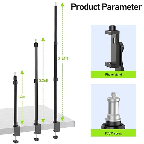 2 Pack Desk Mount with 1/4" & 3/8" Screws, Ball Head, 17-41" Adjustable - Image 2