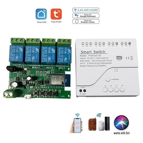4 Channel Smart WiFi RF Bluetooth Wireless Dry Contact Relay Switch Module - Image 2