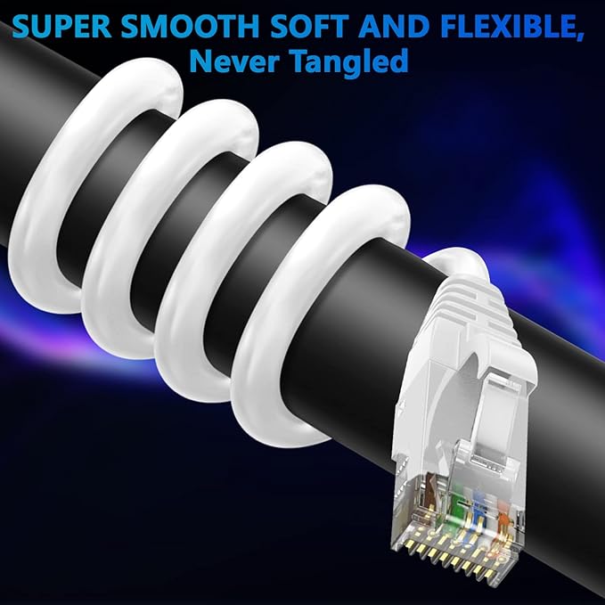 Adoreen Cat 6 Ethernet Cable 250 Ft-White, Outdoor & Indoor Snagless Long Round - Image 2