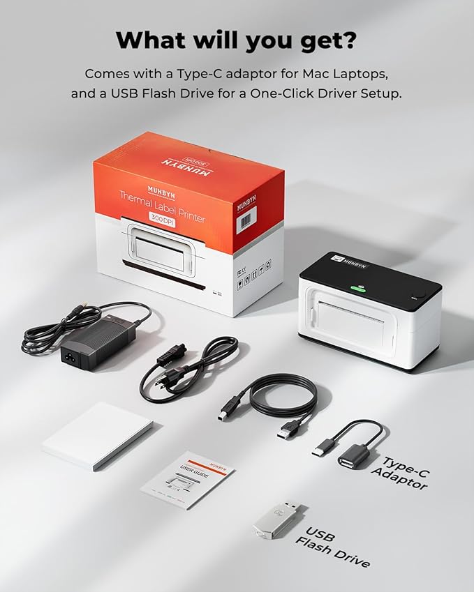 MUNBYN Bluetooth Thermal Label Printer 941BP, Wireless 300DPI 4x6 Shipping - Image 6