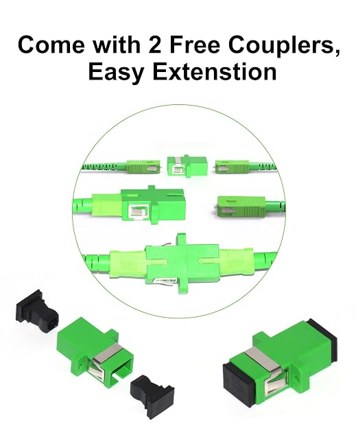 SC/APC to SC/APC Fiber Cable White 8M, OS2 Armored Single Mode Fiber Optic - Image 4