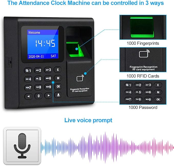 RFID Access Control System Kit: Employee Fingerprint Time & Attendance Terminal - Image 4