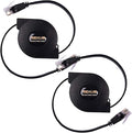 REXUS 2-Pack Retractable Cat 6 Flat Ethernet Network Cable 3.3 FT, 10 Gigabit by REXUS