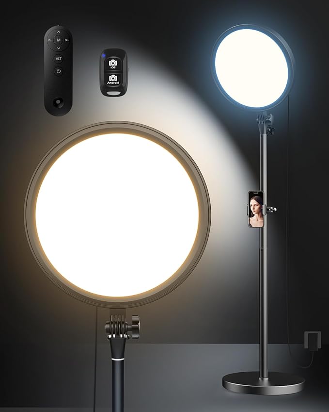 Aureday 12” Ring Light with Stand and Phone Holder, 79” Tall LED Circle Light by Aureday