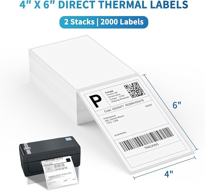 9527 Product Fanfold 4 x 6 Direct Thermal Labels White Perforated Shipping - Image 2
