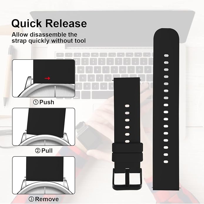 TIESOME Silicone Watch Bands, Quick Release Waterproof Soft Rubber Replacement - Image 2