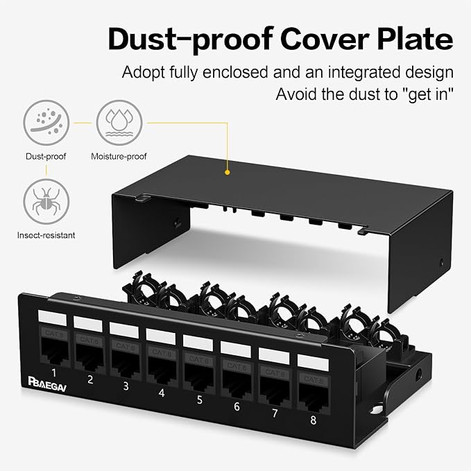 Patch Panel 8 Port with 8pcs Cat6 Keystone Jack【EC Listed】 UTP No Rust and - Image 3