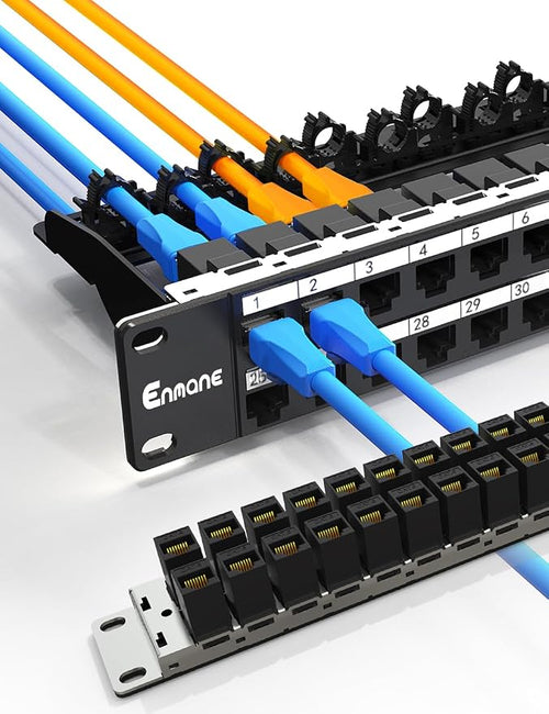 1U 48 Port Patch Panel Cat6 RJ45 Passthrough Patch Panel UTP by Enmane