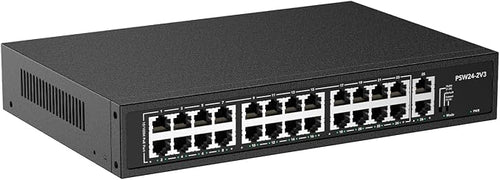 24 Port PoE Switch, 10/100Mbps PoE+ Ethernet Switch Unmanaged by RealHD