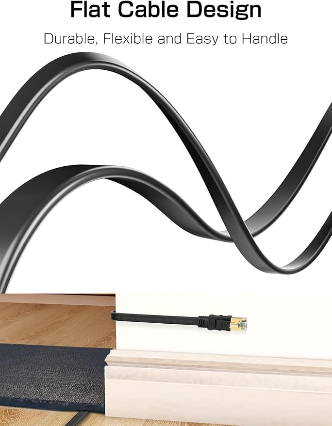 Senetem Cat 8 Ethernet Cable 25FT, High Speed 40Gbps 2000Mhz Flat Internet - Image 5