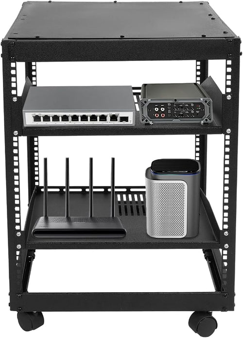 12U Open Frame Server Rack for IT & AV Gear 23-40 in Adjustable Depth Wall by Gelacie