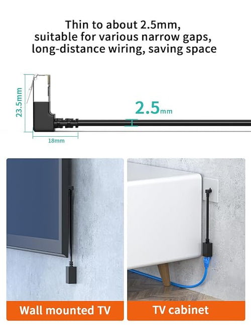 2Packs Right Angle Cat7 Ethernet Extension Cables Flat 15cm/6inch, Right angle - Image 2