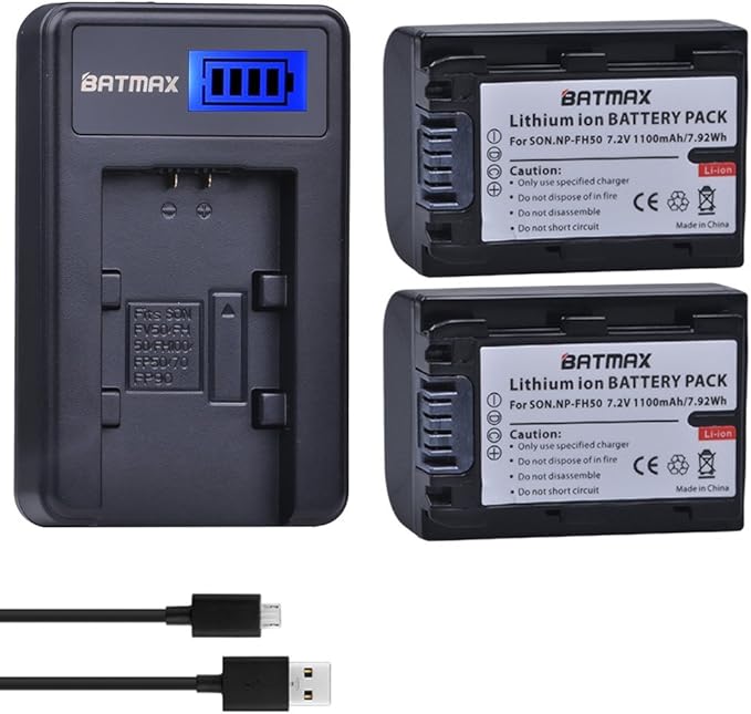 Batmax 2Packs NP-FH50 Battery + LCD USB Charger by Batmax