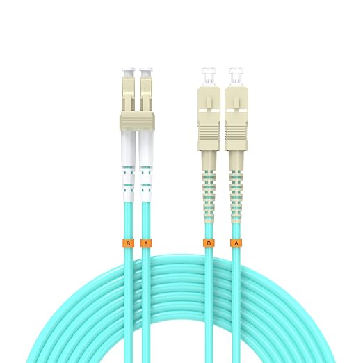 Fiber Patch Cable 25ft/7.5meters LC/UPC to SC/UPC OM3 10Gb/Gigabit MultiMode by Buacoz