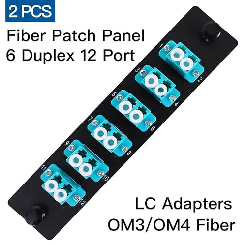 2PCS 6 Duplex 12 Core LC Adapters LGX Footprint OM3 Fiber Patch Panel Loaded 12 - Image 2