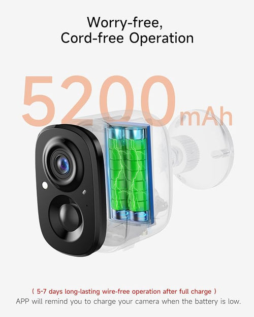 2 Pack 2.5K Security Camera Wireless Outdoor, 2.4G WiFi Battery Powered Outdoor - Image 2