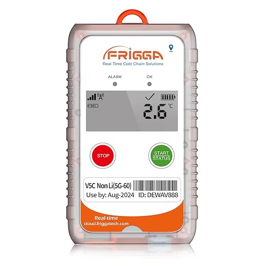 Frigga V5C Non Li 4G/5G Real Time Temperature Data Logger Single-Use 28800 by Frigga