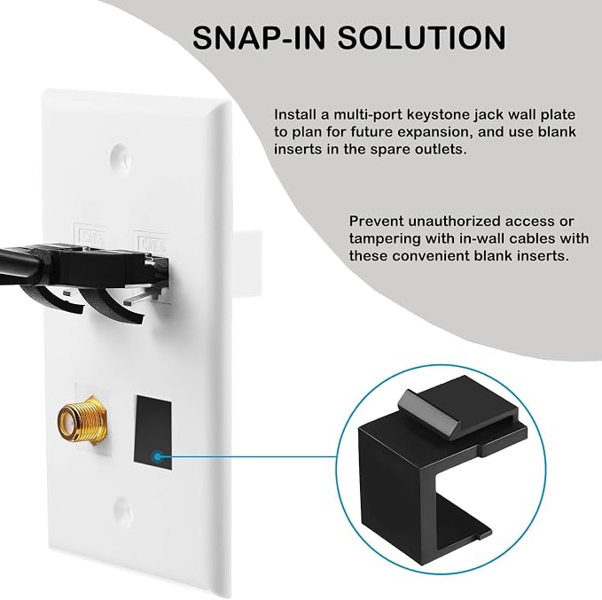 Jadaol 10-Pack Blank Keystone Jack Inserts, Keystone Port Dust Covers, Filler - Image 3