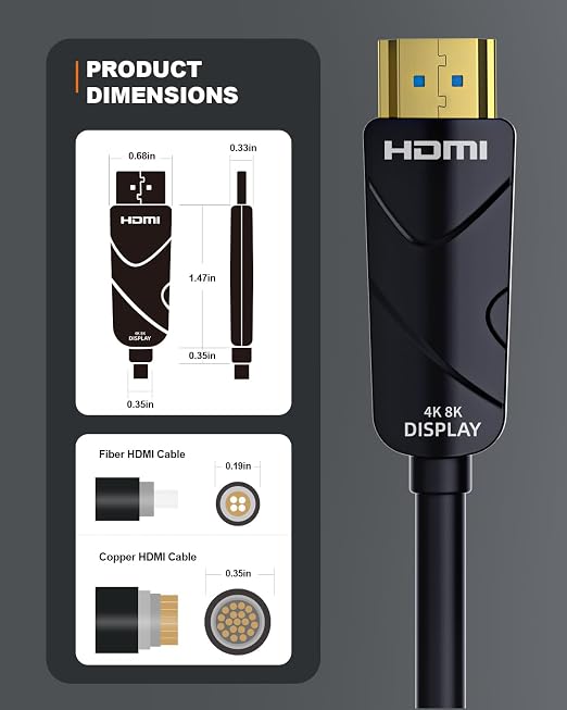 10K 8K 4K HDMI 2.1 Cable, CL3 Rated in Wall 48Gbps Ultra High Speed Cable 60 Ft - Image 7