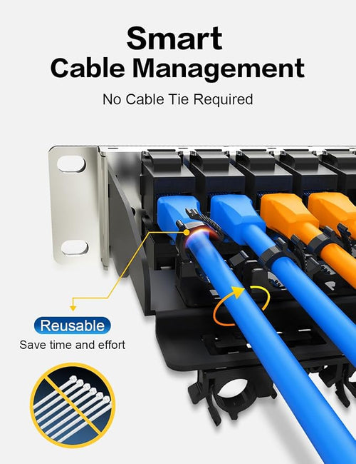 1U 48 Port Patch Panel Cat6 RJ45 Passthrough Patch Panel UTP - Image 2