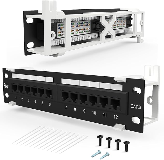 Patch Panel 12 Port Cat6【EC Listed】 Unshielded Wall Mount Included 89D Bracket by PBAEGAV