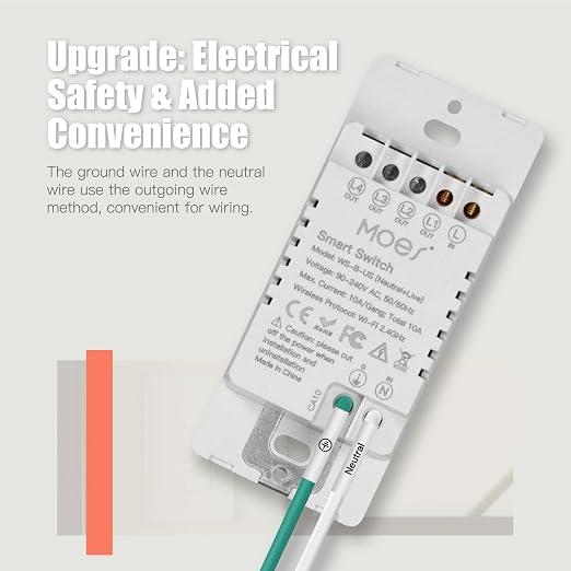 MOES Smart 4 Gang Light Switches, 2nd Generation Wi-Fi Single Pole Switch - Image 2