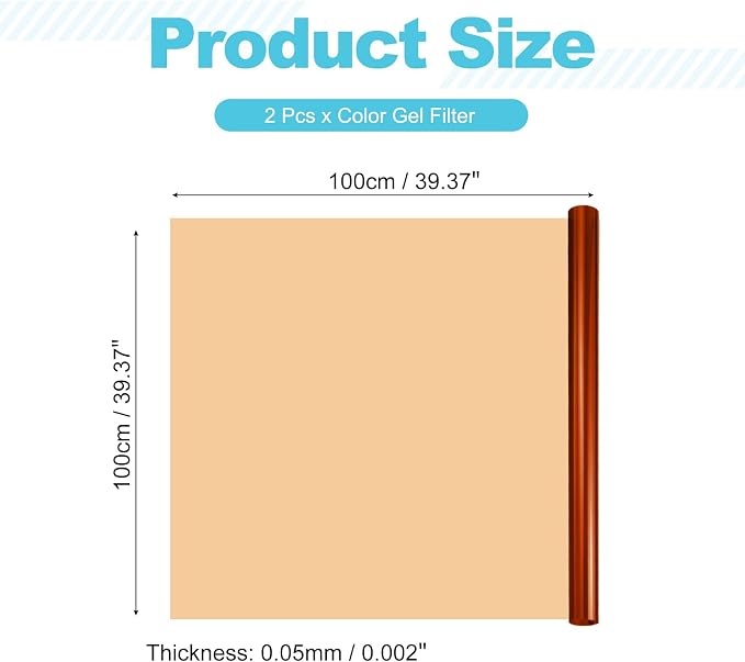 MECCANIXITY Lighting Gel Filter 39.4x39.4 Inch Dark Orange Color Correction - Image 2