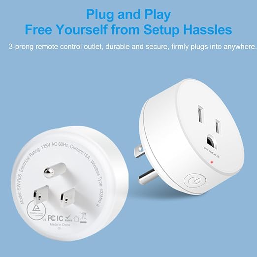 15 amp Plug with Remote, Wireless On/Off Light Switch Wall Mounted, TUV List - Image 9